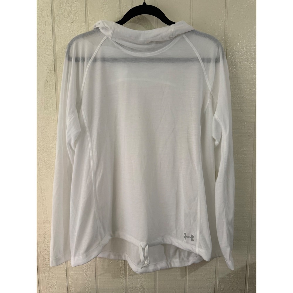 Under Armour Threadborne HeatGear White Long Sleeve Hoodie XL Loose Fit